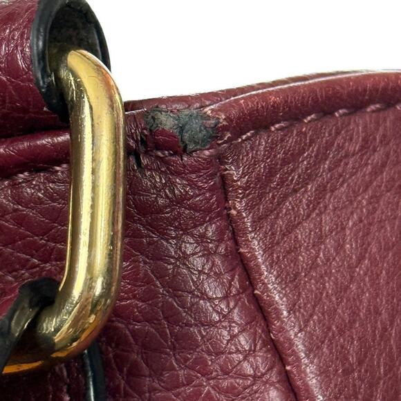 Giani Bernini Pebble Leather Burgundy Crossbody Shoulder Bag Purse Gold Tone - Picture 10 of 16